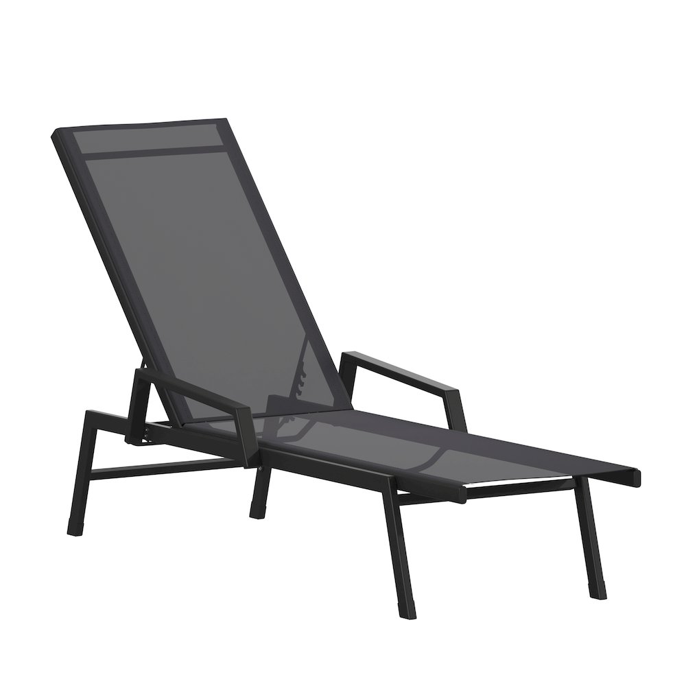 Modern Outdoor Chaise Lounge Chair with Arms