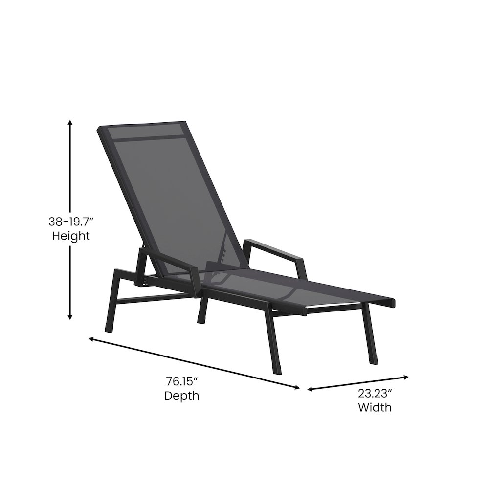 Modern Outdoor Chaise Lounge Chair with Arms