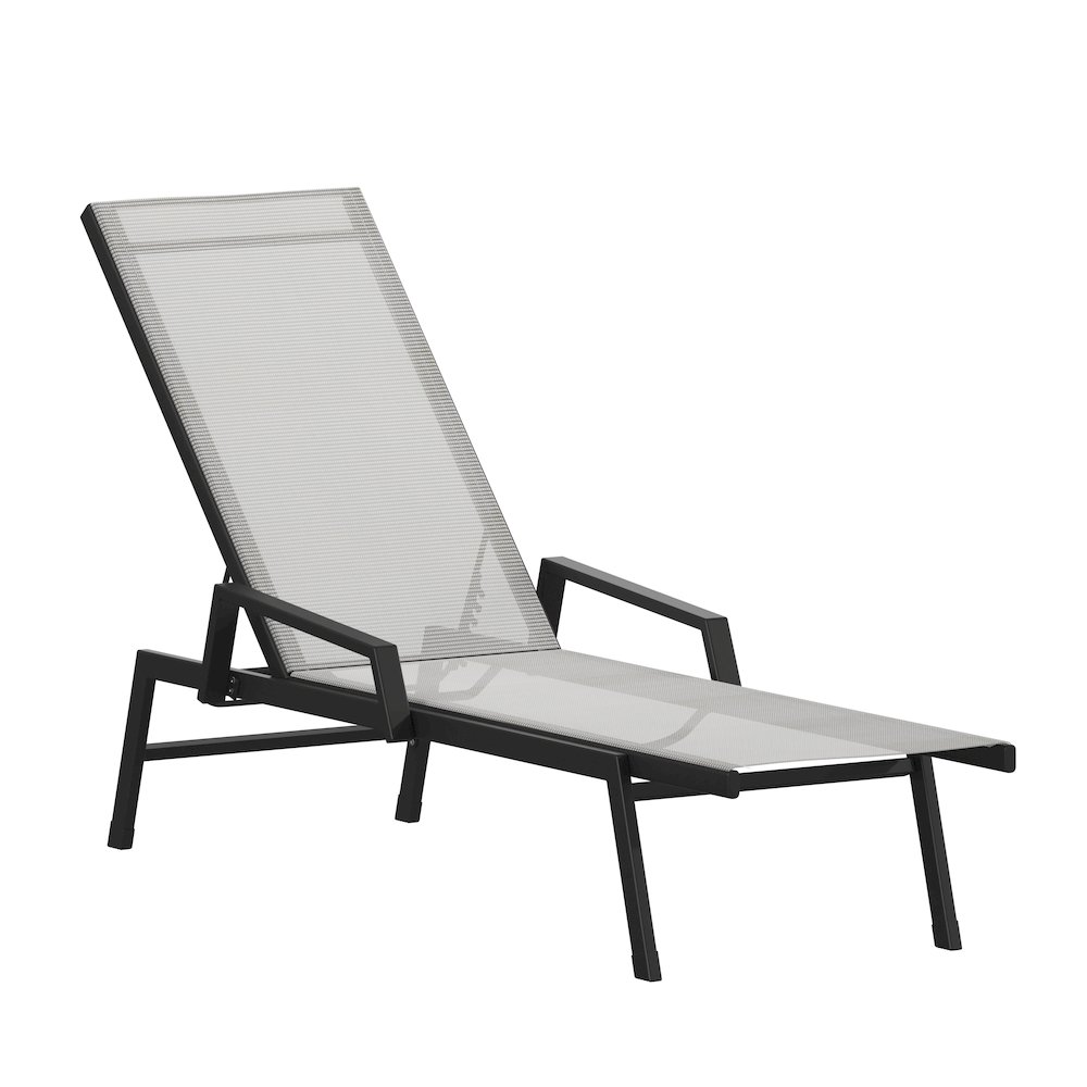 Modern Outdoor Chaise Lounge Chair with Arms