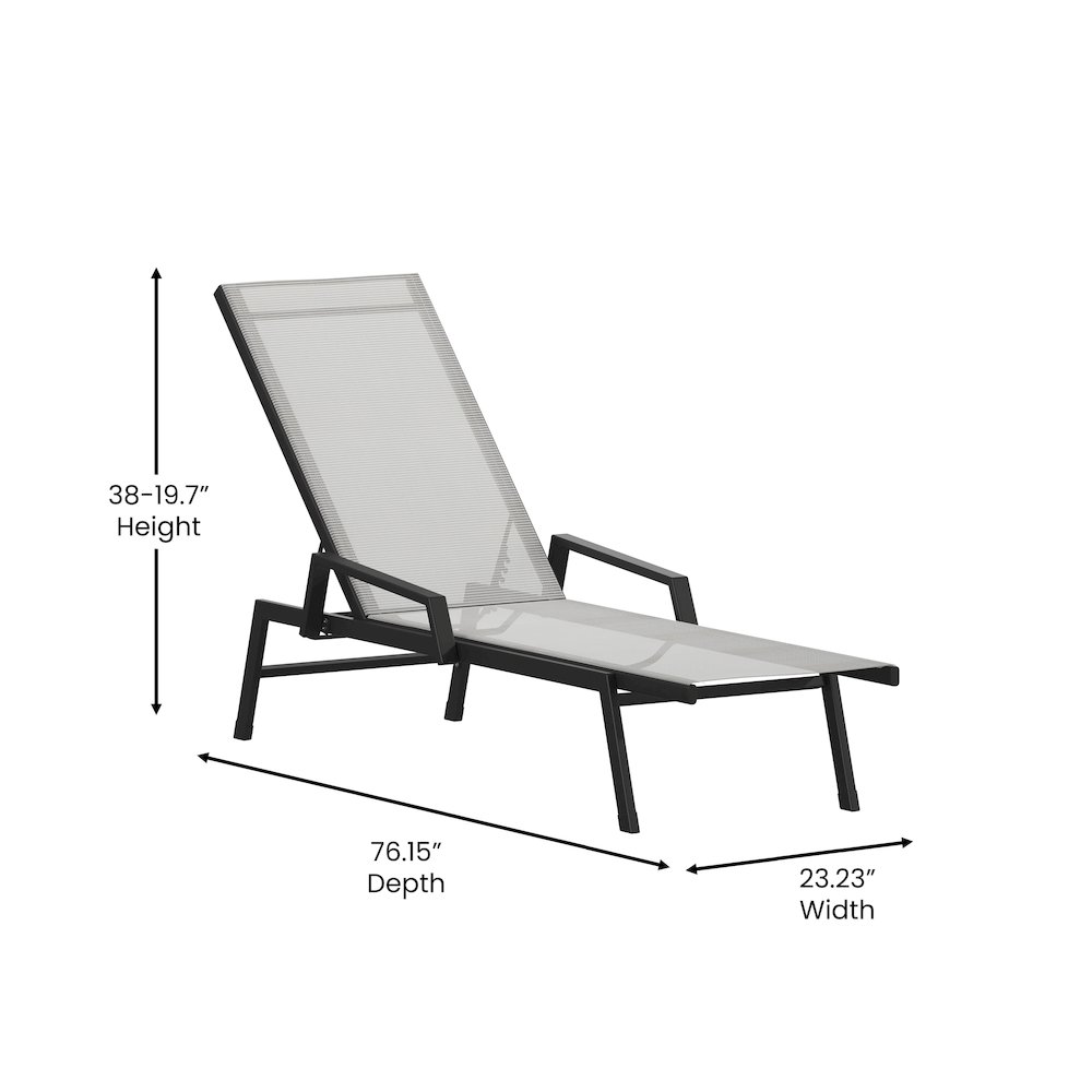 Modern Outdoor Chaise Lounge Chair with Arms