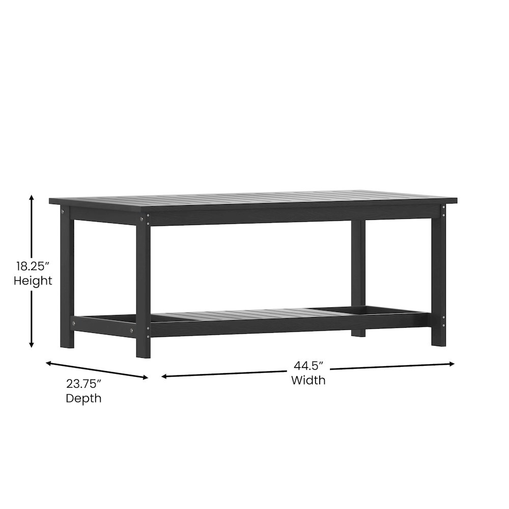 Two Tiered Adirondack Slatted Coffee Conversation Table in Black