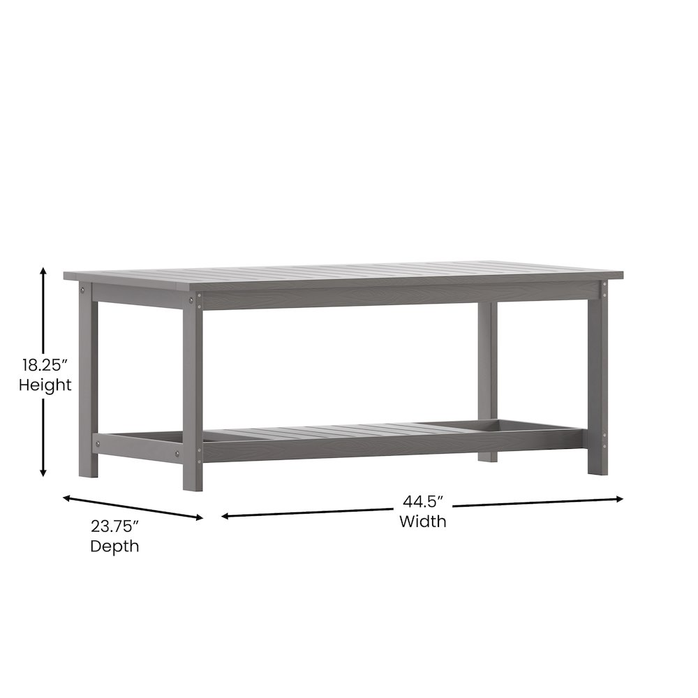 Two Tiered Adirondack Slatted Coffee Conversation Table in Gray