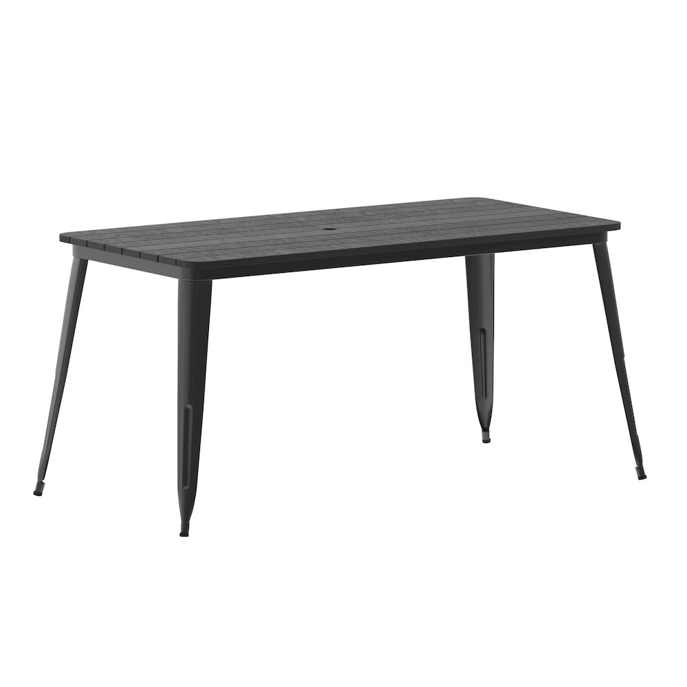 Contemporary 30″ x 60″ Commercial Dining Table for 6 with Umbrella Hole
