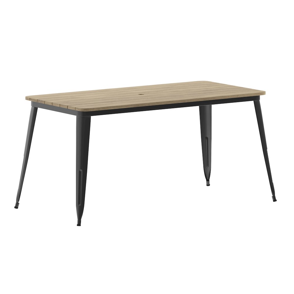 Contemporary 30″ x 60″ Commercial Dining Table for 6 with Umbrella Hole