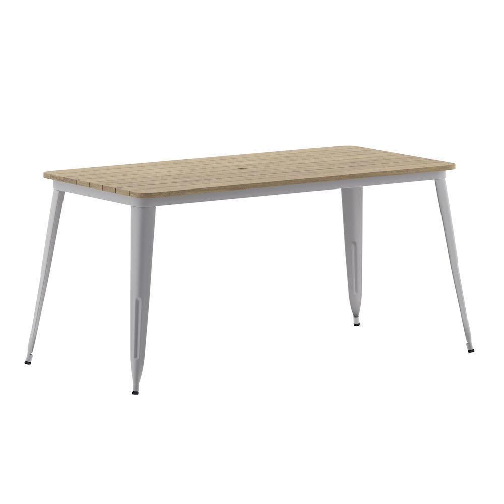 Contemporary 30″ x 60″ Commercial Dining Table for 6 with Umbrella Hole