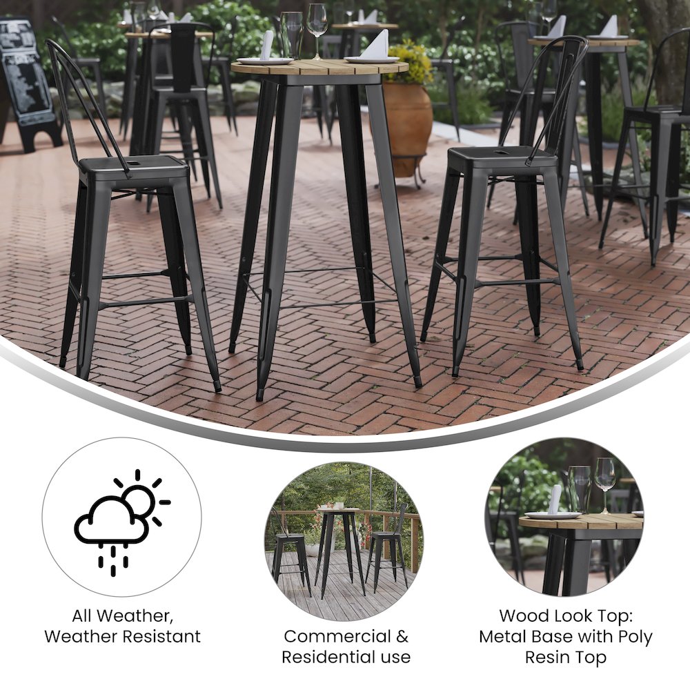 Contemporary 23.75″ Round Commercial Bar Height Dining Table for 2