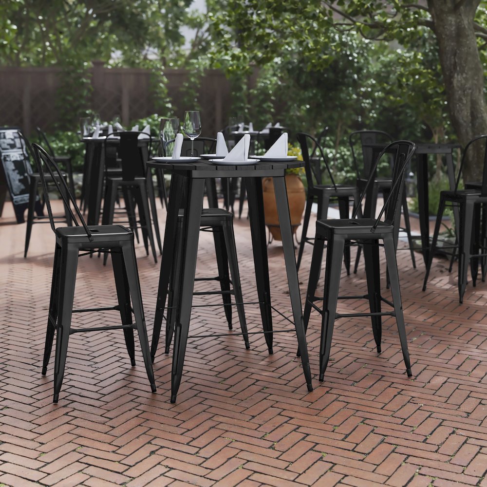 Contemporary 30″ Round Commercial Bar Height Dining Table for 4