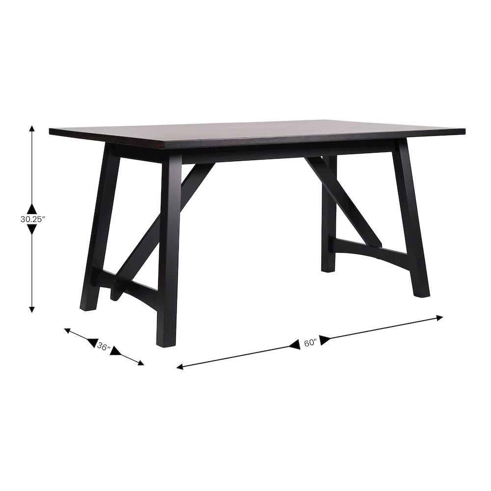 Traditional Style 60 Inch Dining Table for 6 with Trestle Base