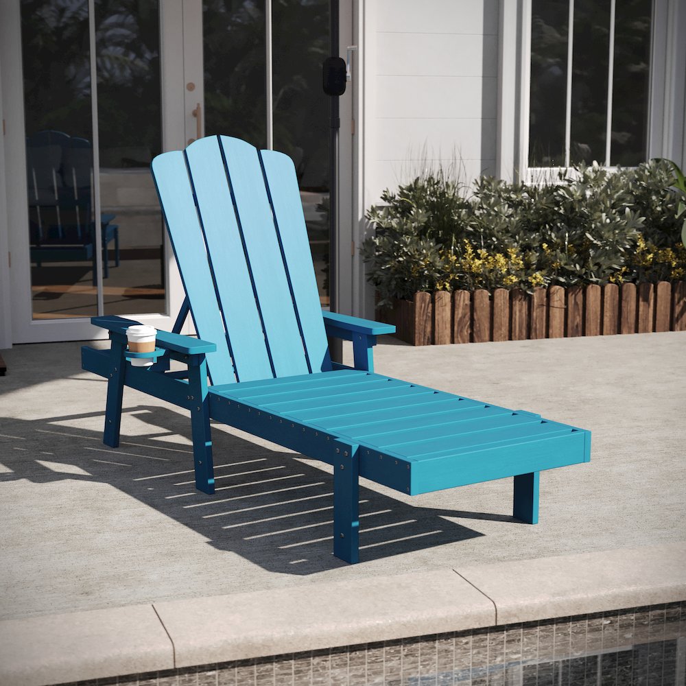 Commercial Adjustable Adirondack Lounger with Cupholder