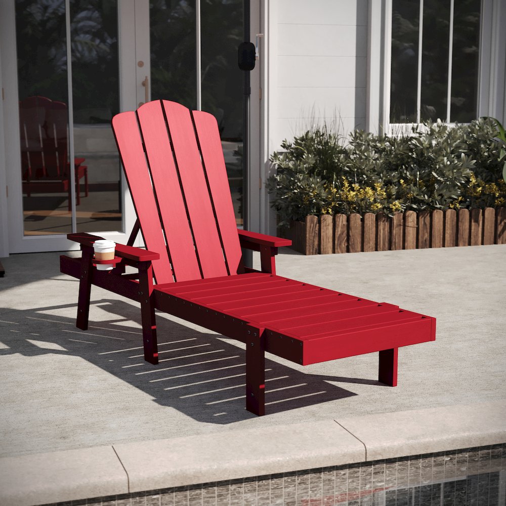 Adjustable Adirondack Lounger with Cup Holder