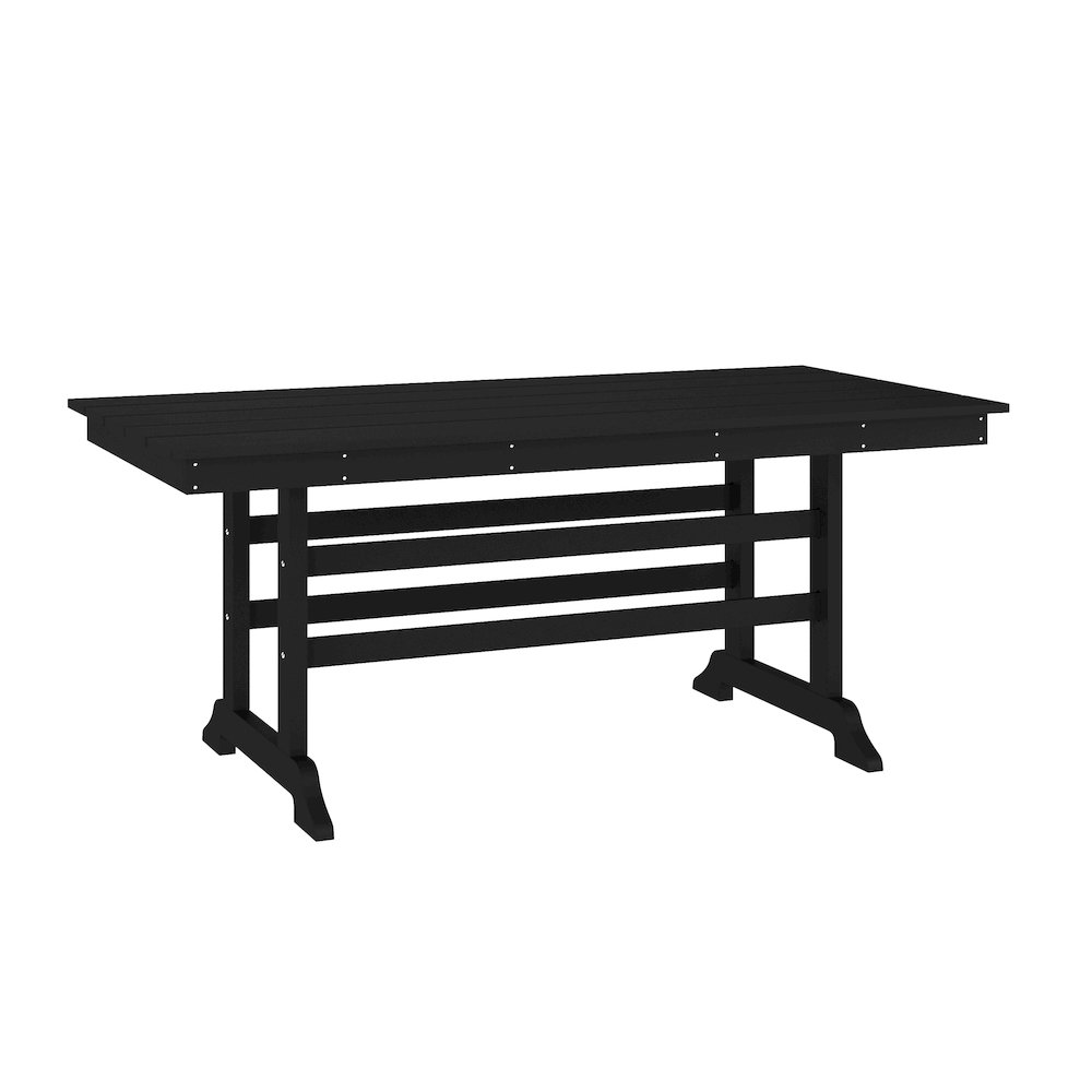 Abraham 72″ Rectangle Recycled HDPE Adirondack Dining Table for 6 in Black