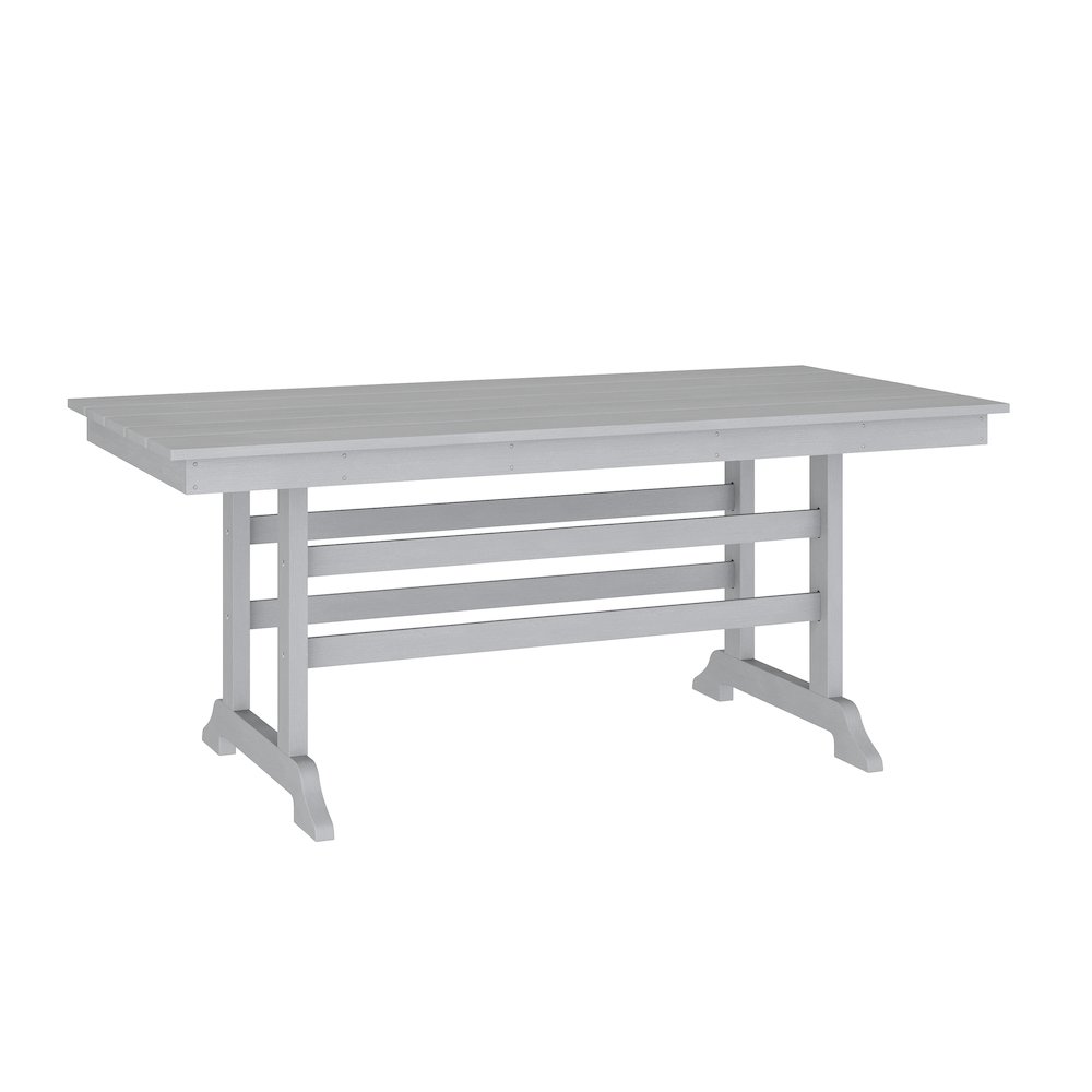 Abraham 72″ Rectangle Recycled HDPE Adirondack Dining Table for 6 in Gray