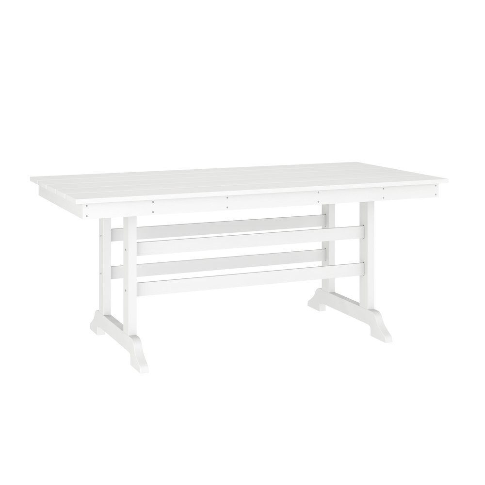 Abraham 72″ Rectangle Recycled HDPE Adirondack Dining Table for 6 in White