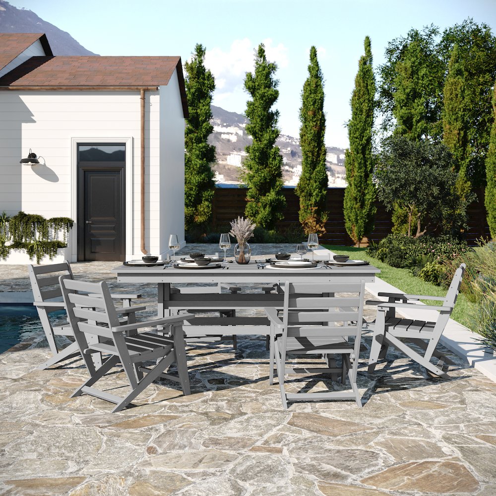 Contemporary 7 Piece Commercial Grade Adirondack Dining Set