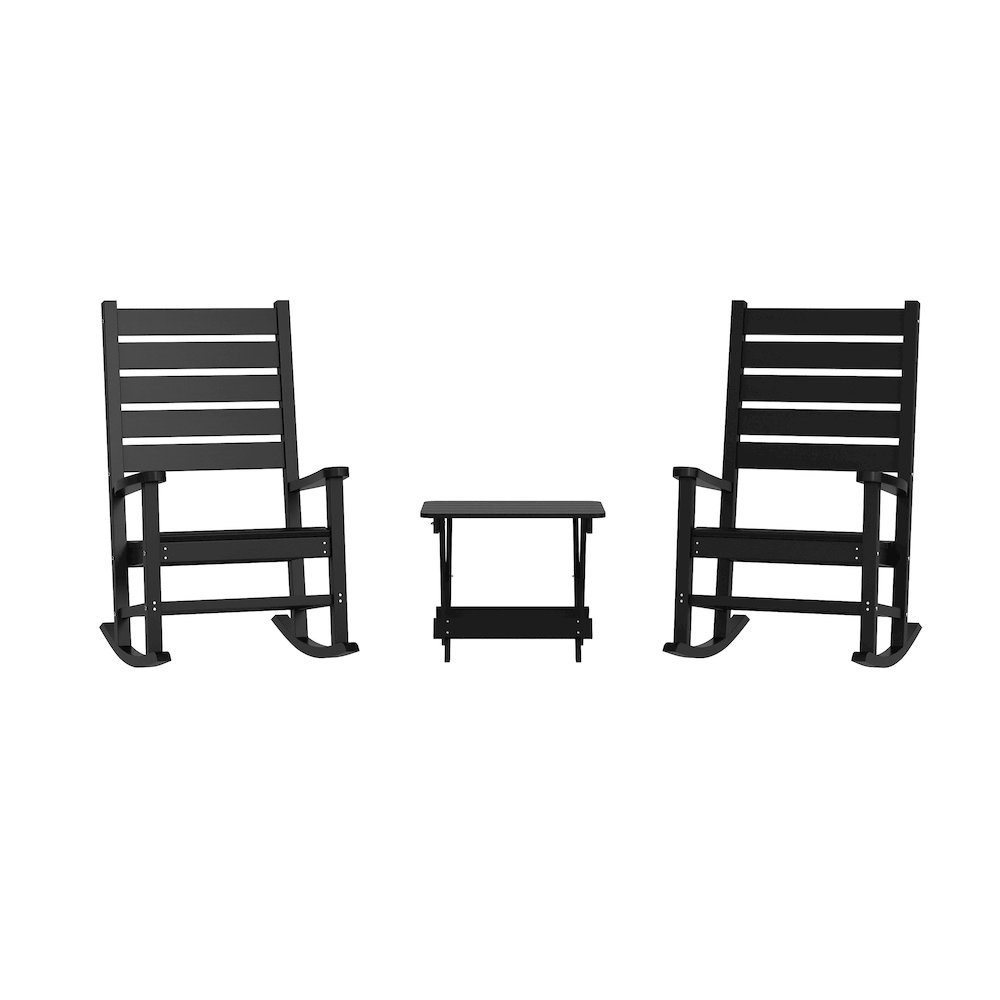 3-Piece Set with 2 Contemporary All-Weather Rocking Chairs and End Table