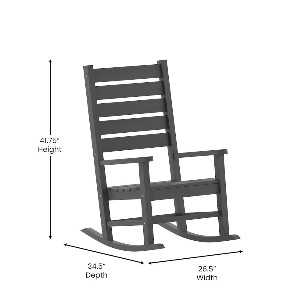 3-Piece Set with 2 Contemporary All-Weather Rocking Chairs and End Table in Gray