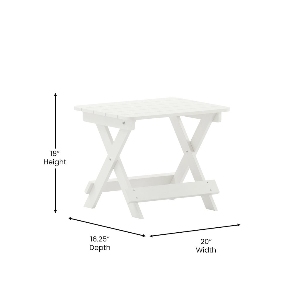3-Piece Set with 2 Adjustable HDPE Loungers and Folding Side Table in White