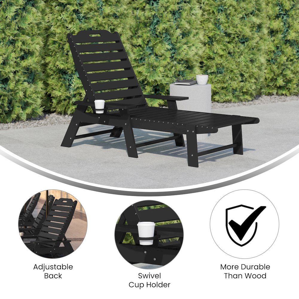 Commercial Adjustable Adirondack Lounger with Cupholder