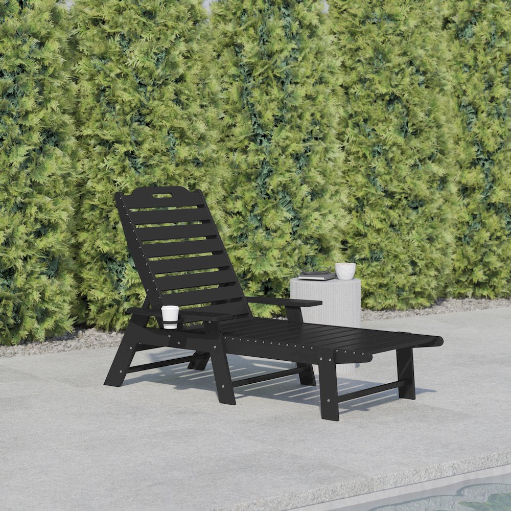 Commercial Adjustable Adirondack Lounger with Cupholder
