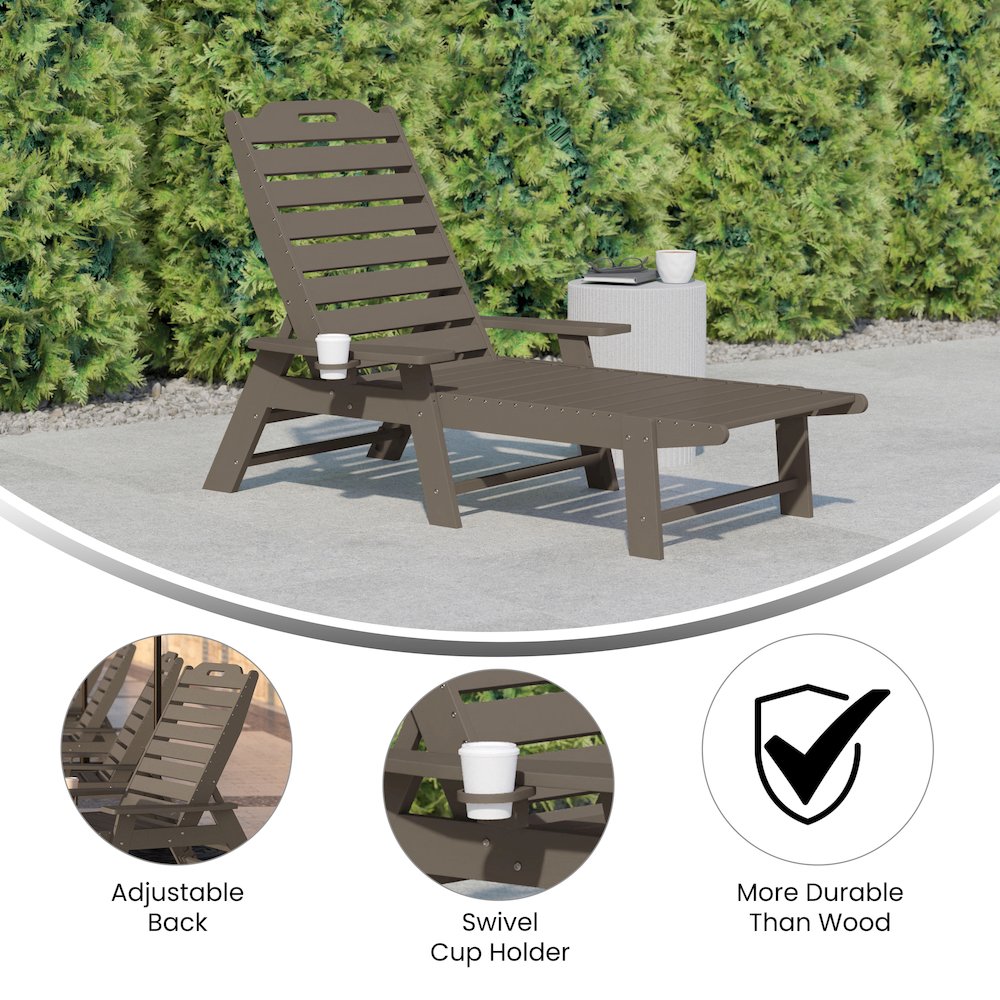 Commercial Adjustable Adirondack Lounger with Cupholder
