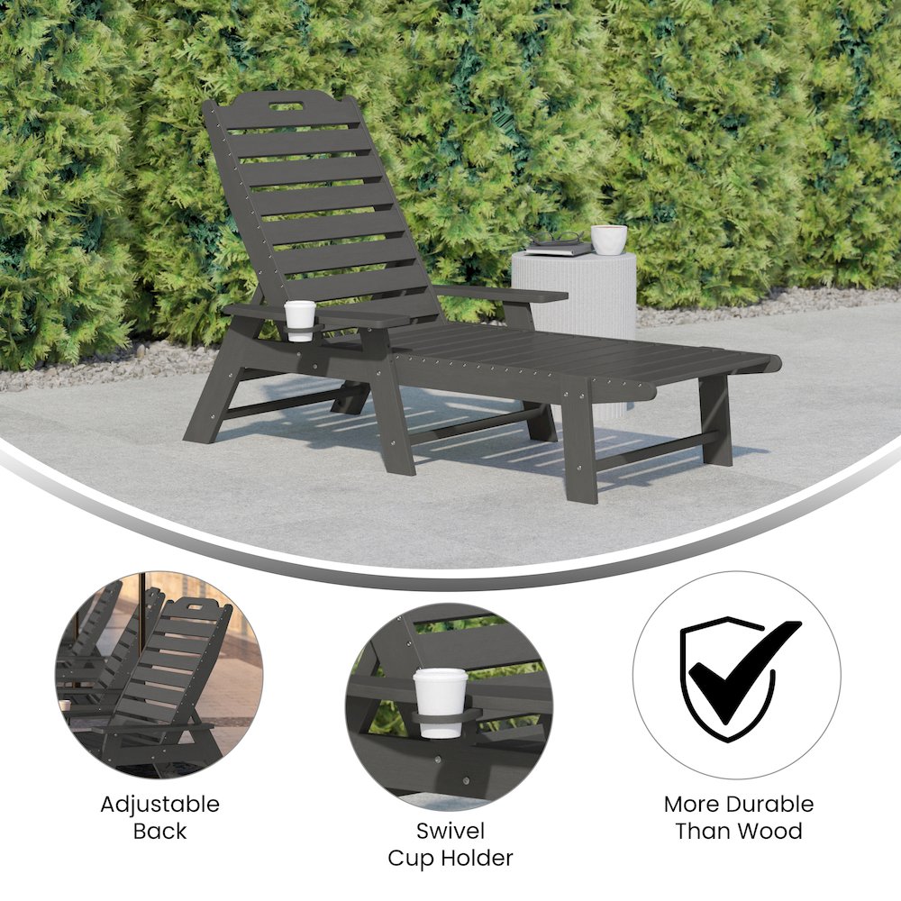 Commercial Adjustable Adirondack Lounger with Cupholder