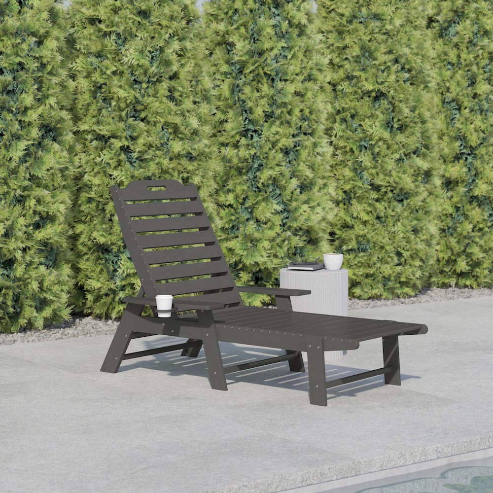 Commercial Adjustable Adirondack Lounger with Cupholder
