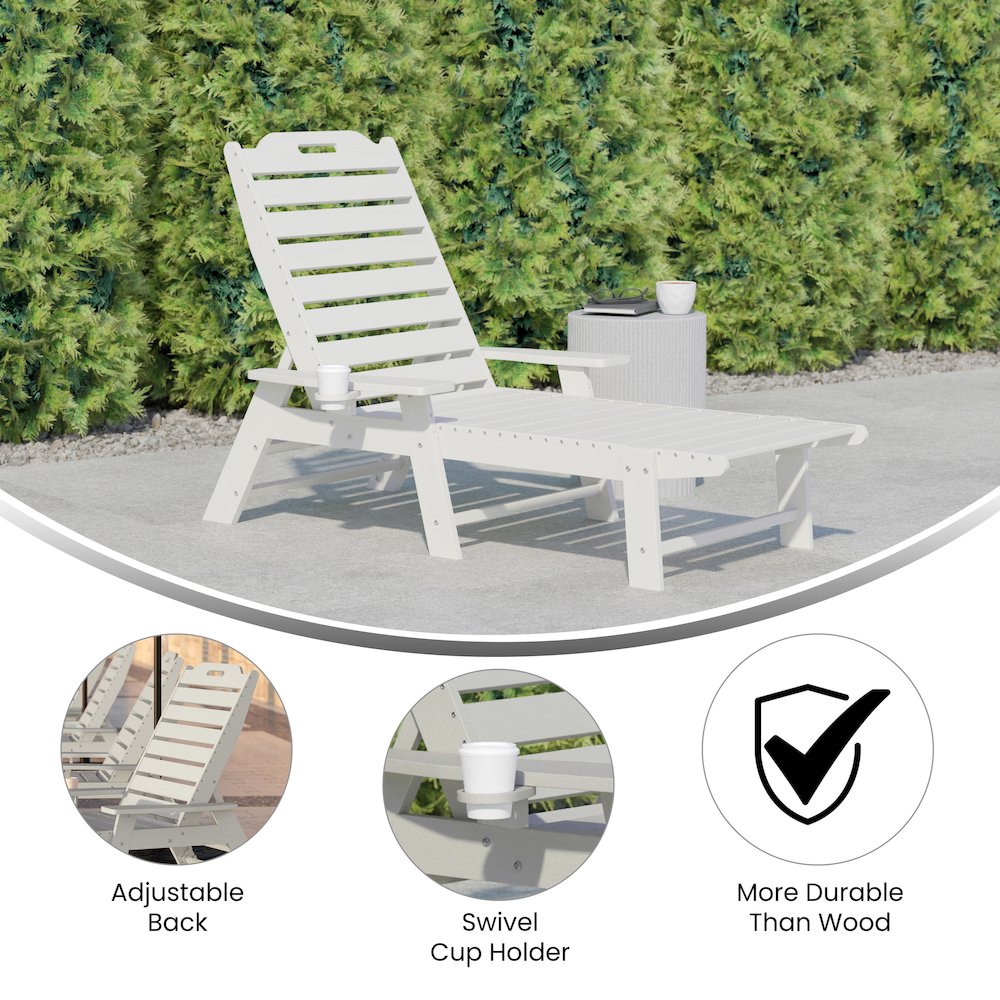 Commercial Adjustable Adirondack Lounger with Cupholder
