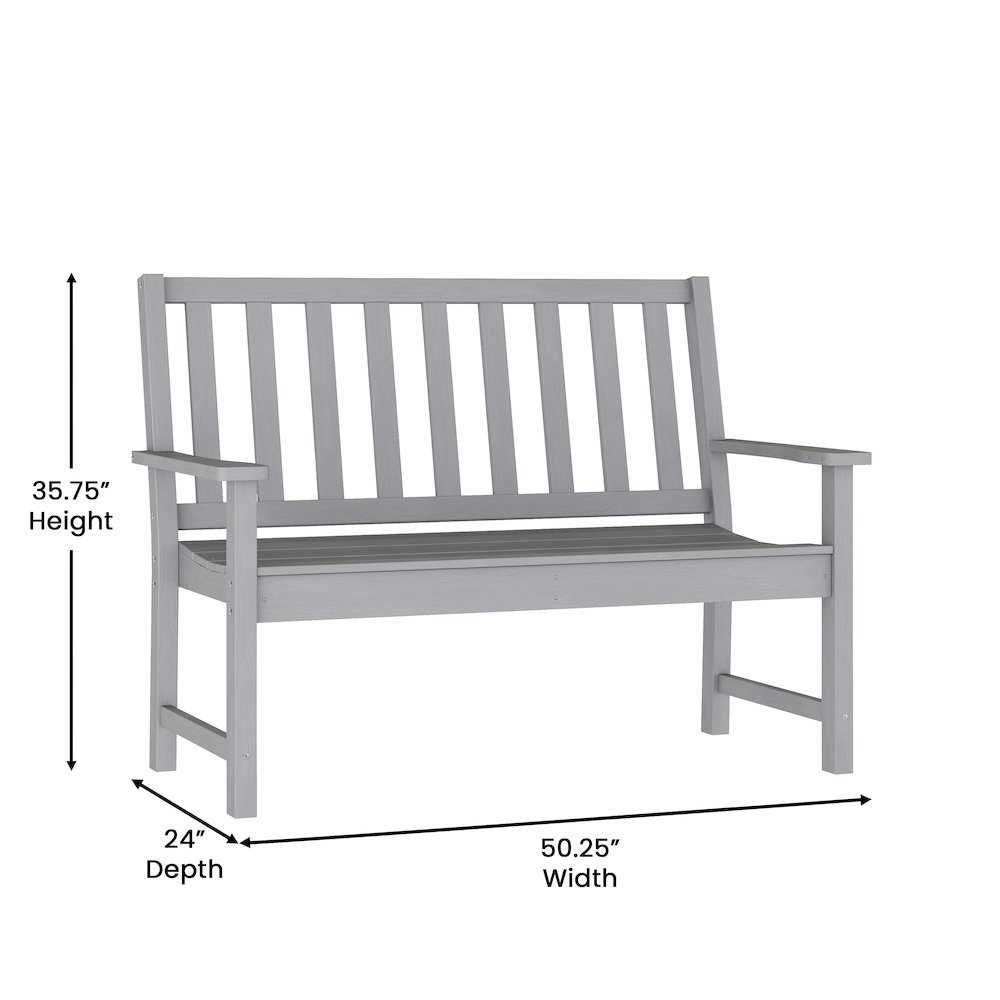 Ellsworth 50″ All Weather Recycled HDPE Bench with Contoured Seat in Gray