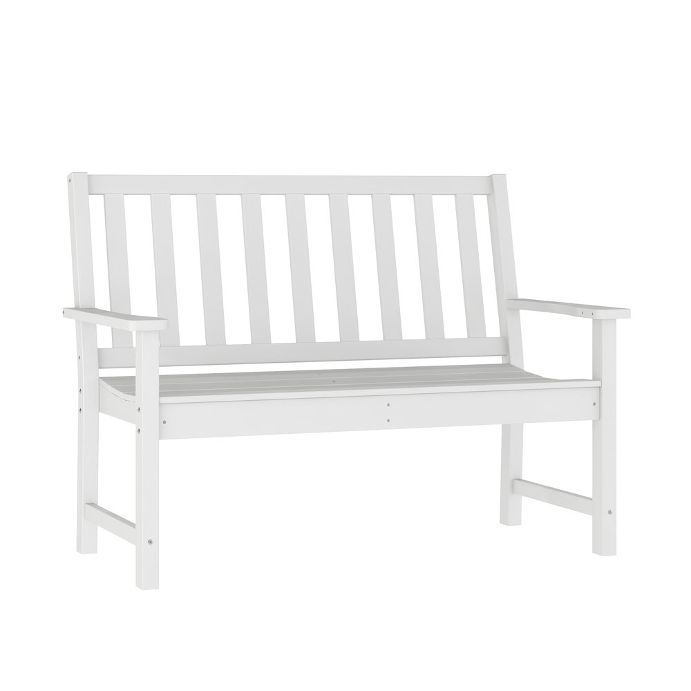 Ellsworth 50″ All Weather Recycled HDPE Bench with Contoured Seat in White
