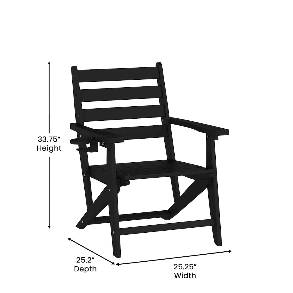 Contemporary Commercial Grade Adirondack Dining Chair with Cupholder