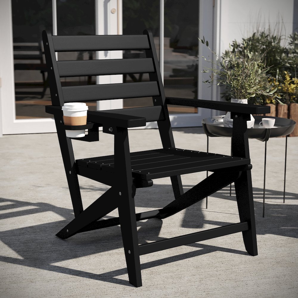 Contemporary Commercial Grade Adirondack Dining Chair with Cupholder