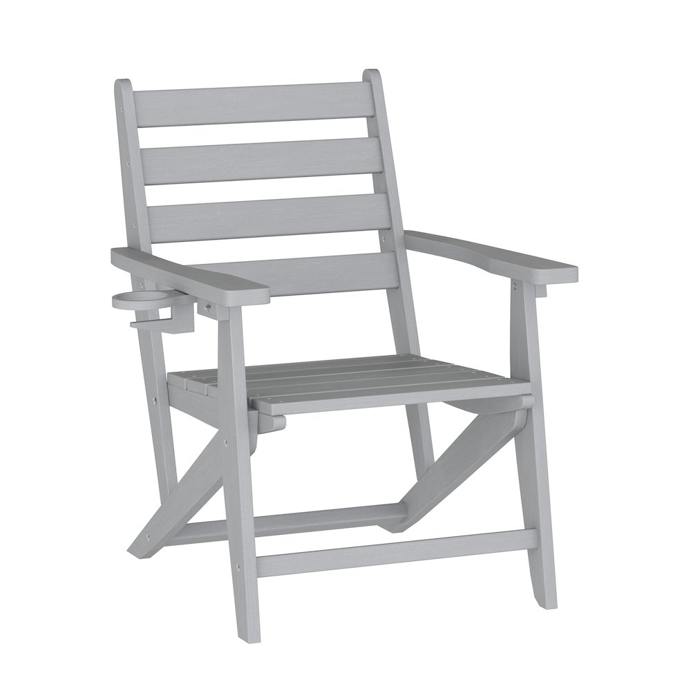 Contemporary Commercial Grade Adirondack Dining Chair with Cupholder