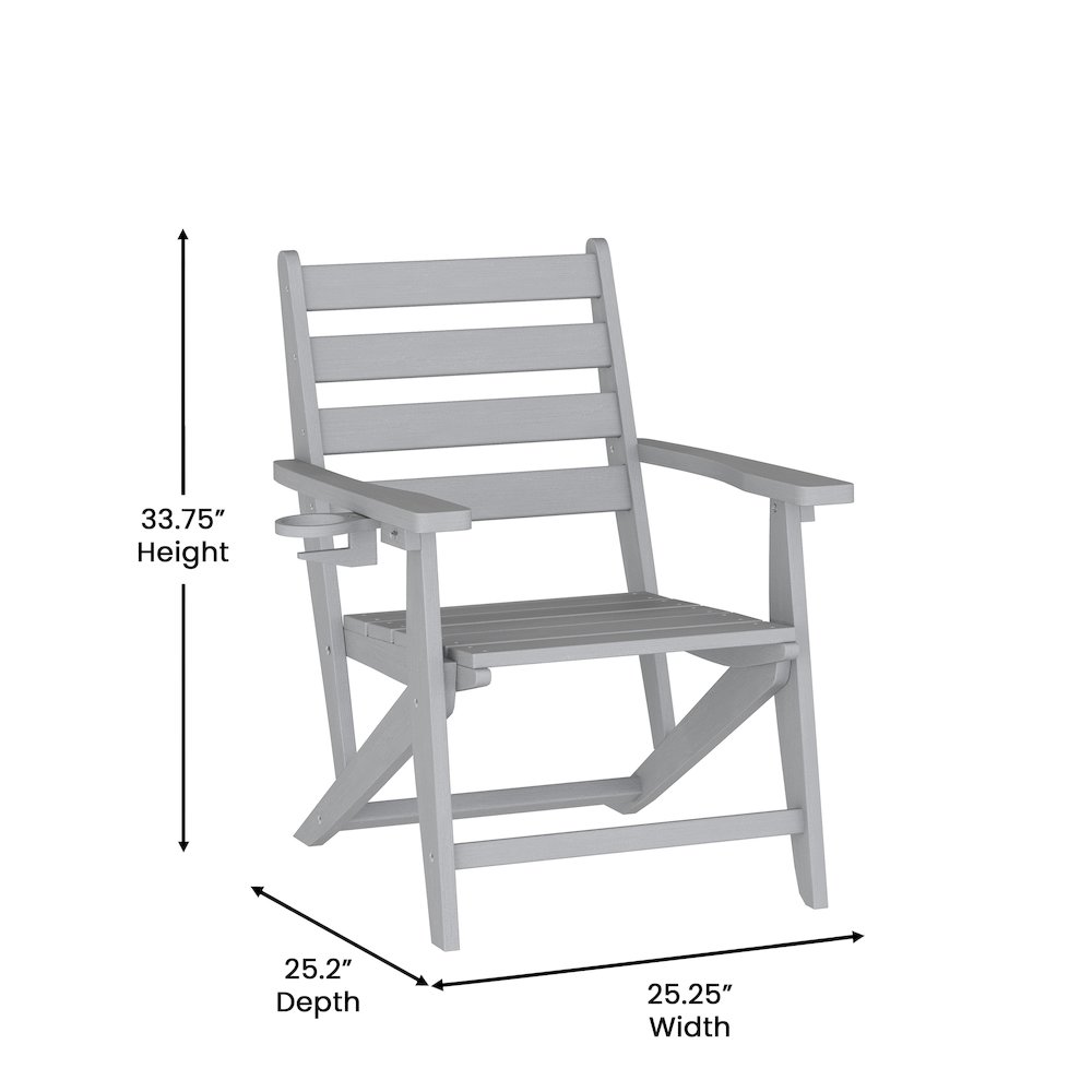 Contemporary Commercial Grade Adirondack Dining Chair with Cupholder