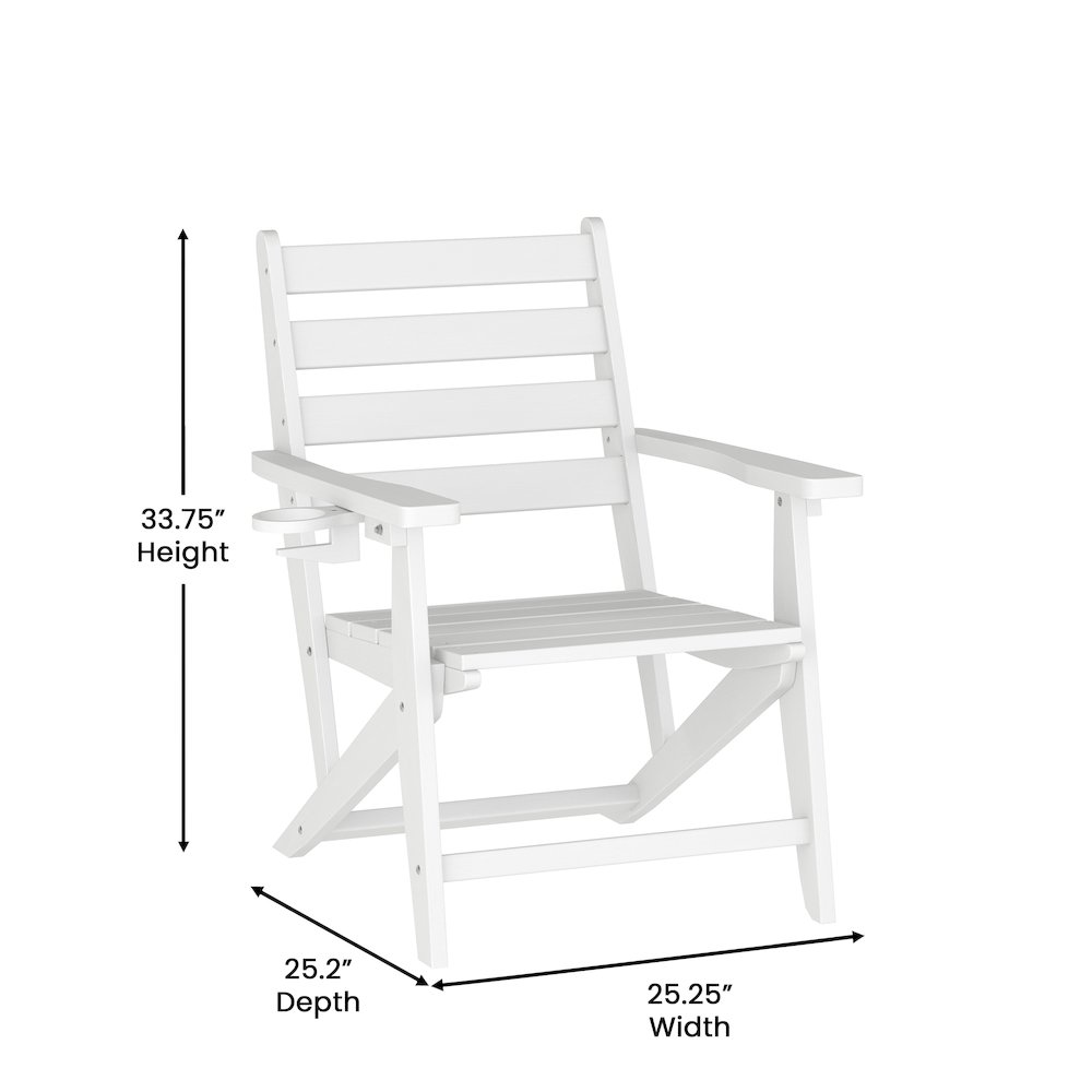 Contemporary Commercial Grade Adirondack Dining Chair with Cupholder