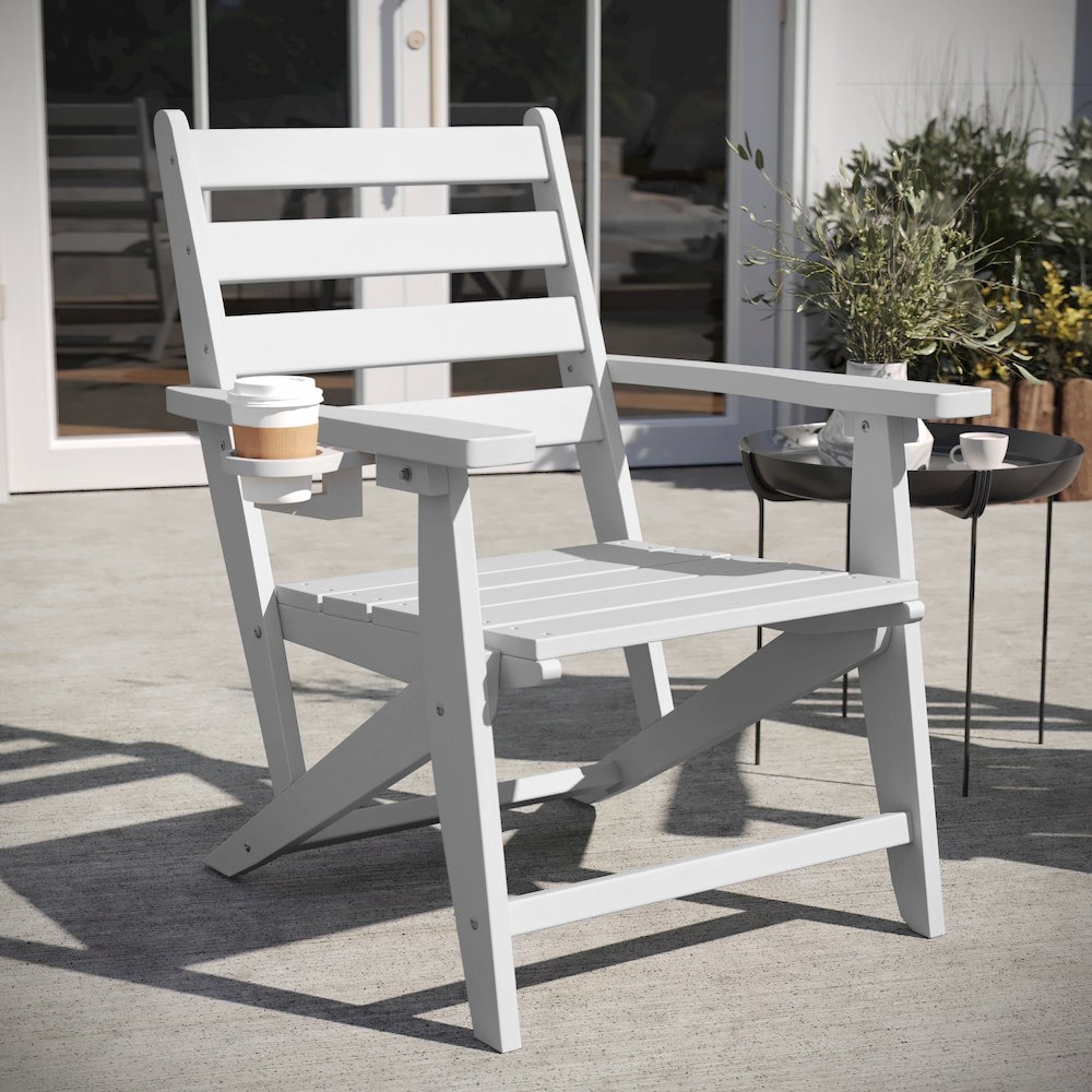 Contemporary Commercial Grade Adirondack Dining Chair with Cupholder