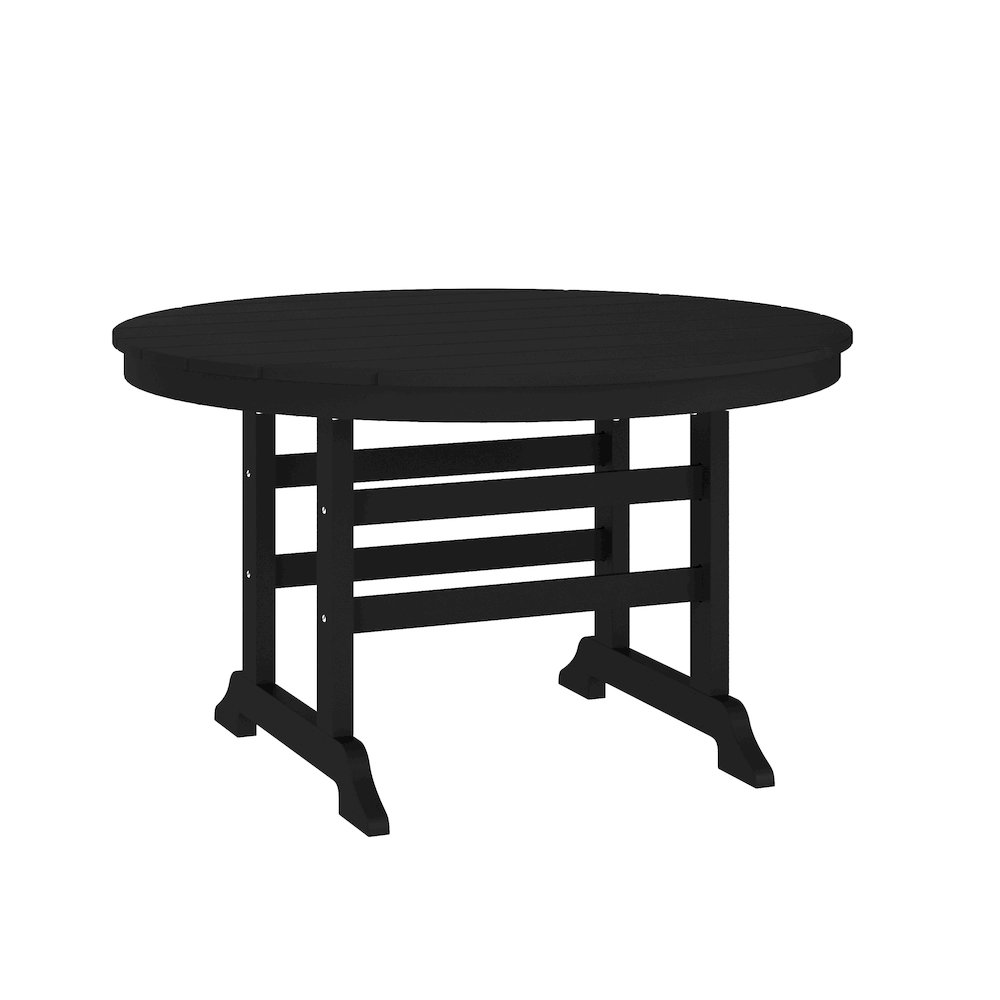 Colonel 48″ Round Recycled HDPE Adirondack Dining Table for 4 in Black