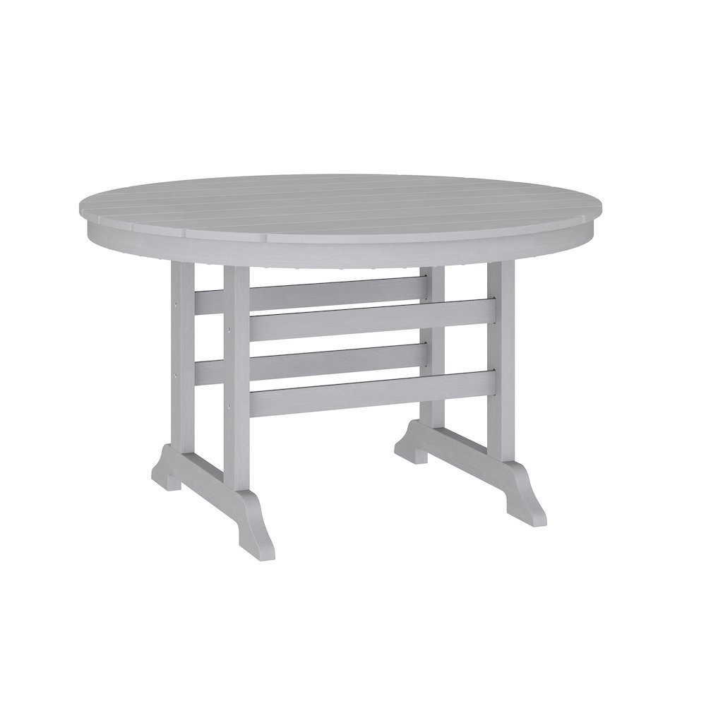 Colonel 48″ Round Recycled HDPE Adirondack Dining Table for 4 in Gray