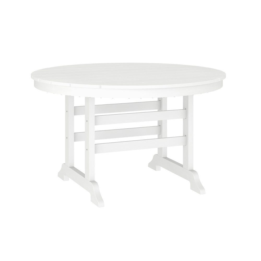 Colonel 48″ Round Recycled HDPE Adirondack Dining Table for 4 in White