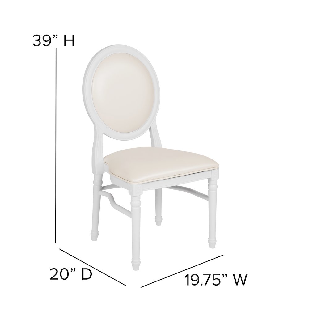 900 lb. Capacity King Louis Chair with White Vinyl Back and Seat and White Frame
