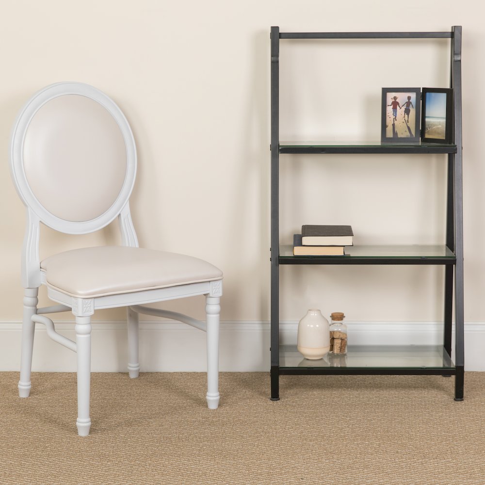 900 lb. Capacity King Louis Chair with White Vinyl Back and Seat and White Frame