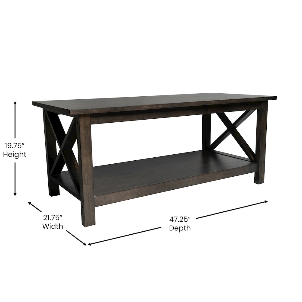 Farmhouse Style Coffee Table with X-Frame Design