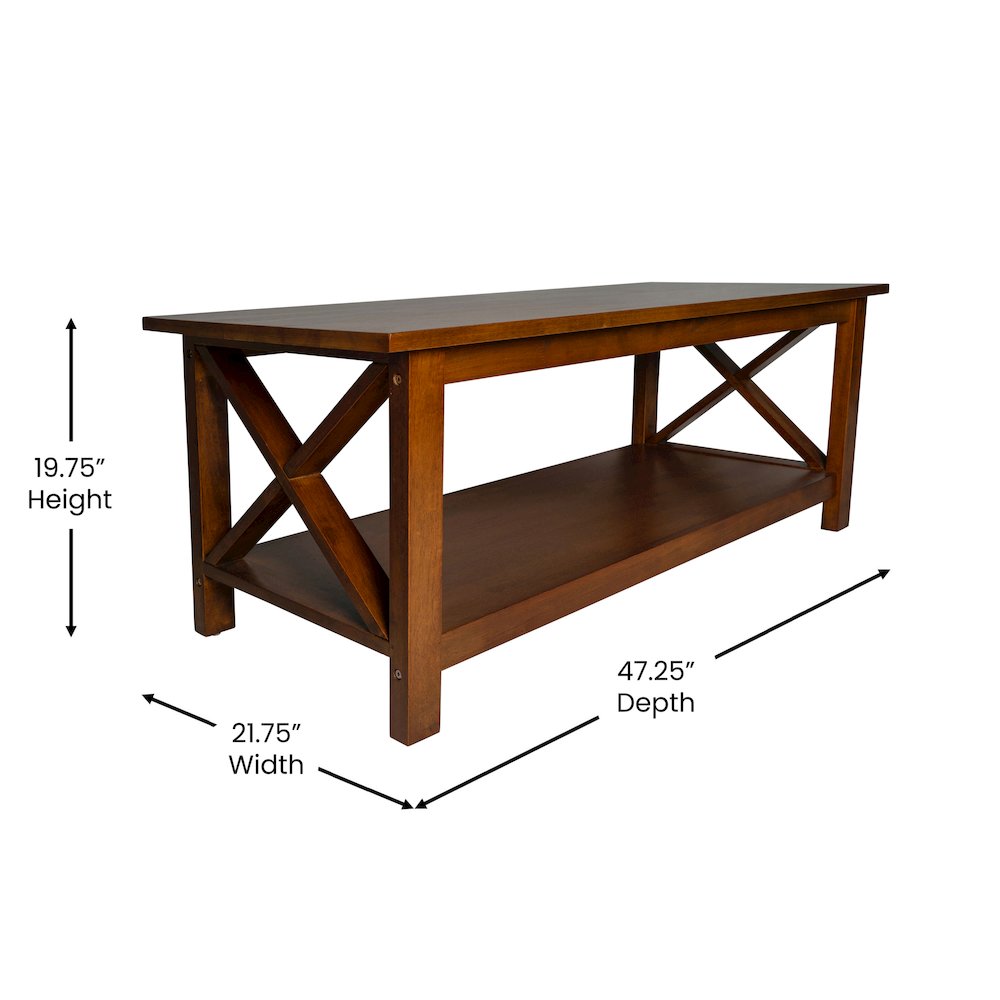 Farmhouse Style Coffee Table with X-Frame Design