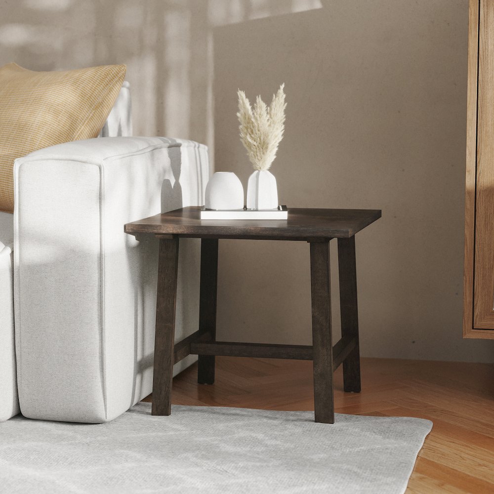 Eli Solid Wood Farmhouse End Table