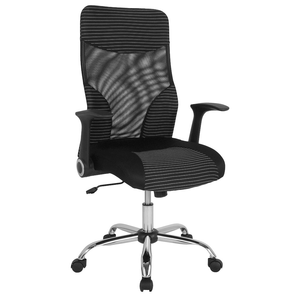 High Back Office Chair with Contemporary Mesh Design in Black and White