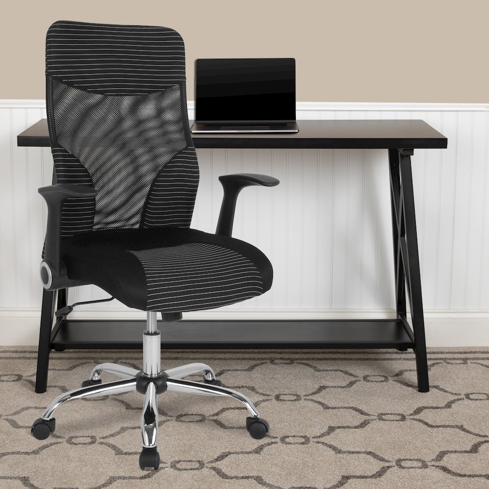 High Back Office Chair with Contemporary Mesh Design in Black and White