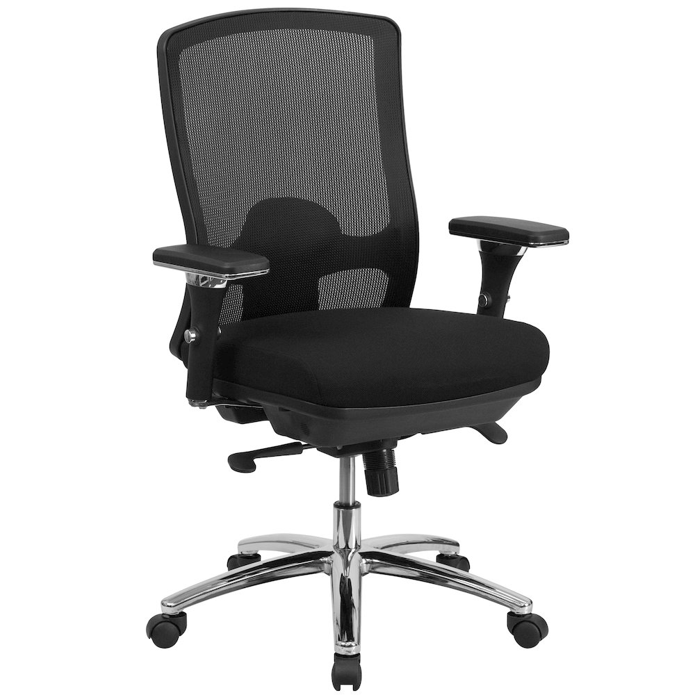 24/7 Intensive Use 350 lb. Rated Black Mesh Multifunction Swivel Office Chair