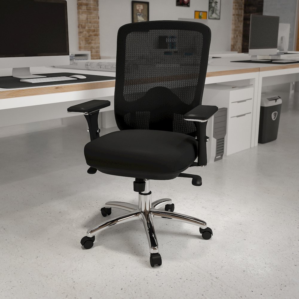 24/7 Intensive Use 350 lb. Rated Black Mesh Multifunction Swivel Office Chair