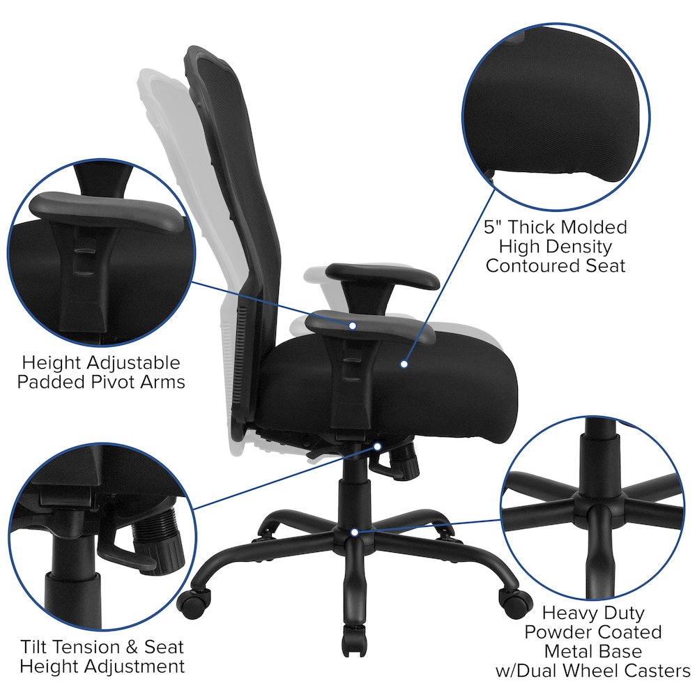 400 lb. Rated Black Mesh Multifunction Synchro-Tilt Office Chair