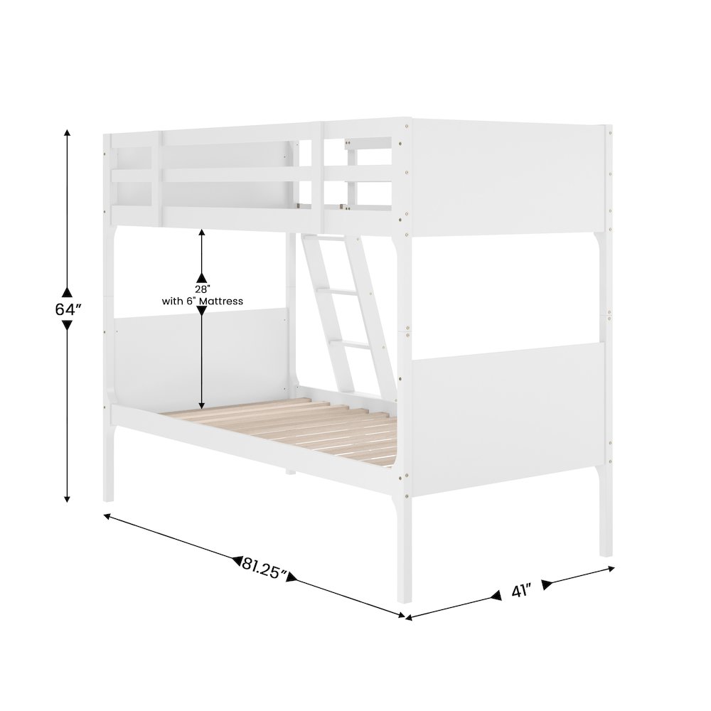 Convertible Slatted Solid Wood Bunk Bed Frame