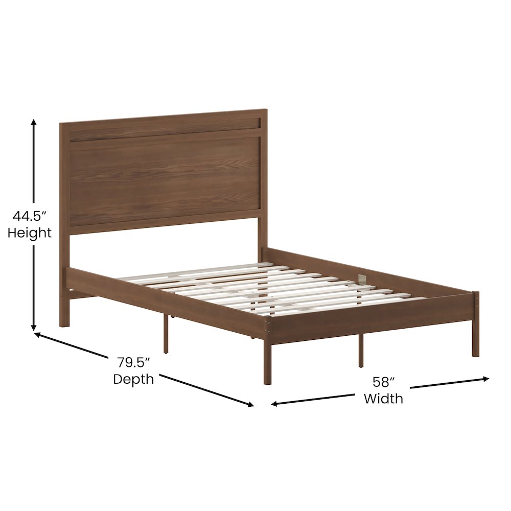 Modern Full Size Wooden Platform Bed with Headboard